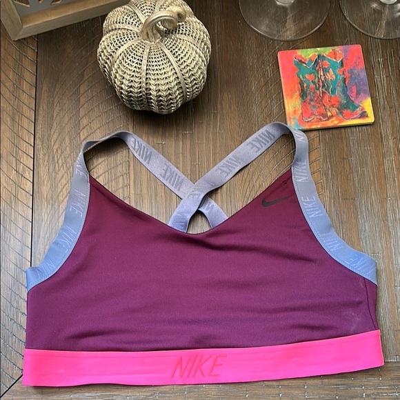 FIRM Nike maroon grey and Pink Sports Bra with Criss-Cross Straps size XL - Picture 1 of 14